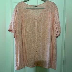 croft & barrow Coral Pink Button-Front V-Neck Blouse